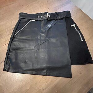 Maniere De Voir leather biker mini skirt black